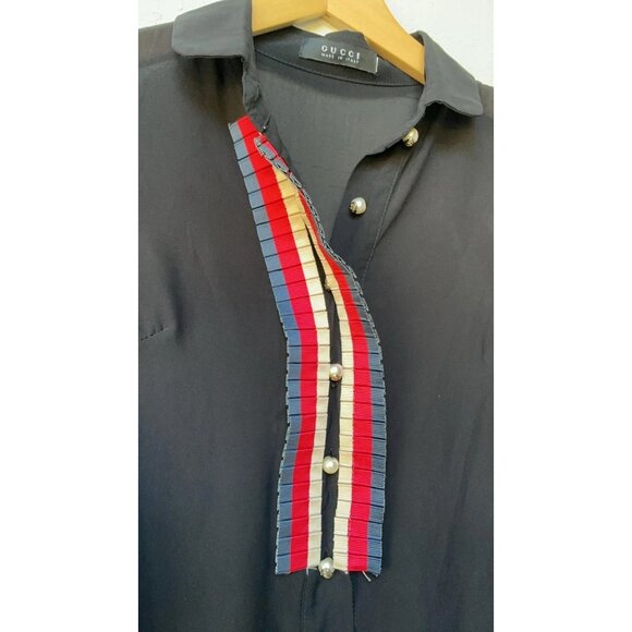 Gucci Black Buttondown Blouse Shirt Top Sheer S - Picture 2 of 7